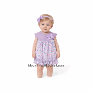Vestidos lazo y flores malva desde 0 hasta 18 meses v1313