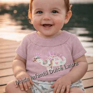 Conjunto hilo rosa maquillaje dino y braguita tela desde 0 m hasta 24 meses c1318