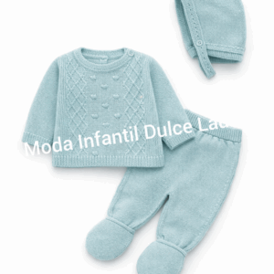 Conjunto hilo 3 piezas verde desde 00 m hasta 6 meses c1009
