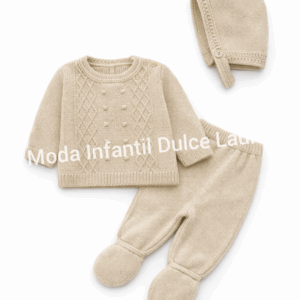Conjunto hilo 3 piezas arena desde 00 m hasta 6 meses c1009