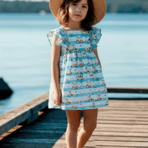 Vestido infantil turquesa familia Catania desde 1 año hasta 6 años ver0562