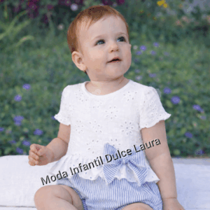 Pelele perforado rayas azules y lazo Kerala desde 1 m hasta 36 m 32554