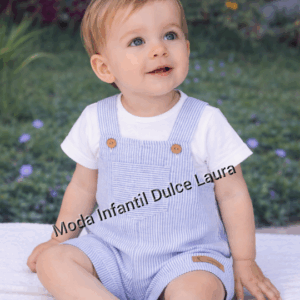 Conjunto peto rayas azules y camiseta corta kerala desde 1m hasta 36m 11315