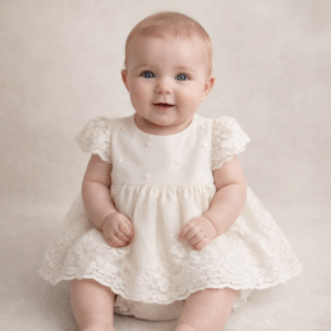 Jesusito tul bordado beige 6 a 12 meses