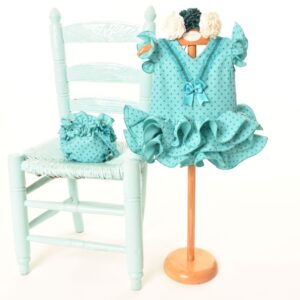 Vestido flamenco braguita verde lunares desde 3 m hasta 18 meses
