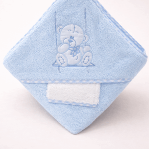 Capa de baño azul osito 100x100 algodón