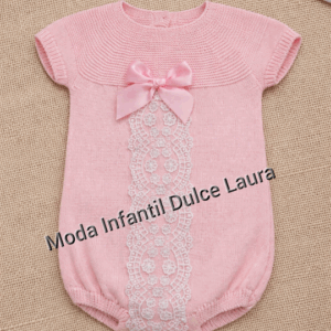 Pelele hilo lazo encajes color rosa desde 0 hasta 12 meses P1305
