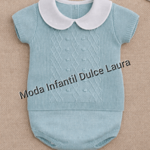 Conjunto jersey y ranita cuello bebe color verde desde0 hasta 24 meses C1101