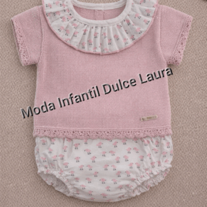 Conjunto hilo jersey corto cuello y ranita estampada pollitos rosa maquillaje desde 0 hasta 24 meses C1317