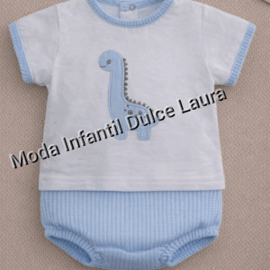 Conjunto pololo algodón dino azul desde 0 hasta 24 meses T1502