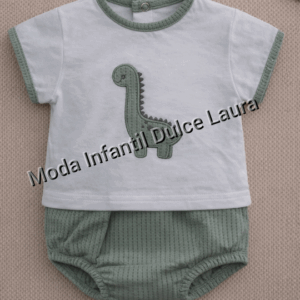 Conjunto pololo algodón dino verde desde 0 hasta 24 meses T1502