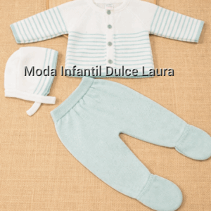 Conjunto hilo rayas verde y blanco desde 00 hasta 6 meses C1006