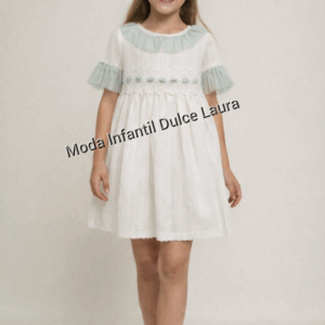 Vestido de ceremonia modelo 6121 tul verde desde 2 hasta 10 años