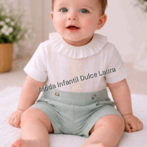 Conjunto ceremonia camisa pantalón verde niño desde 3 m hasta 9 meses 2119