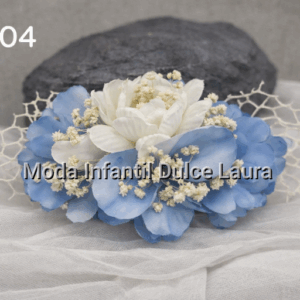 Prendido ceremonia flores azul eléctrico y beige 0504