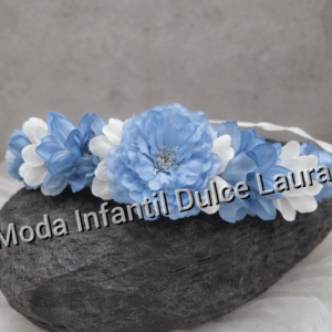 Corona ceremonia flores azul eléctrico y beige 0135