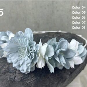 Corona ceremonia flores celeste y beige 0135