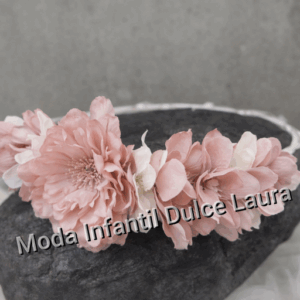 Corona ceremonia flores rosa y beige 0135