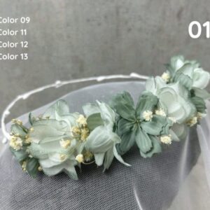 Corona ceremonia flores y paniculata verde 0142