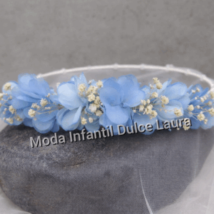 Corona ceremonia flores y paniculata azul 0142