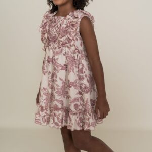 Vestido flores rosa y blanco Ele.o desde 4 años hasta 12 años