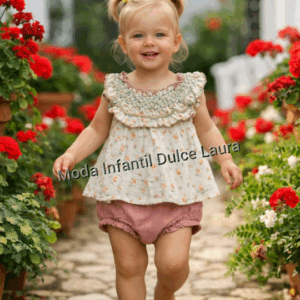 Jesusito flores blanco y rosa desde 3 meses hasta 36 meses Ele.o