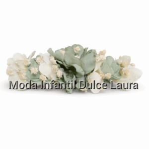 Adorno fajín verde y beige flores 0531