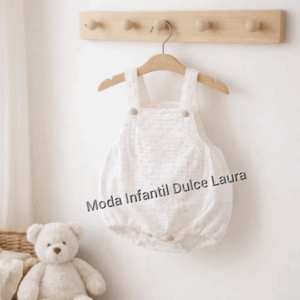 Pelele blanco topitos rosa desde 1 mes hasta 18 meses T1510