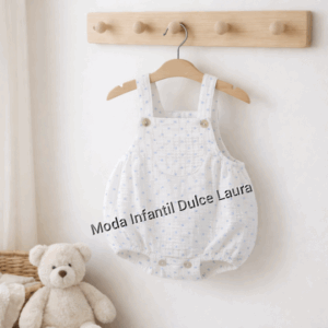 Pelele blanco topitos azul desde 1 mes hasta 18 meses T1510