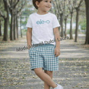 Conjunto niño vichy turquesa desde 6 meses hasta 36 meses 240502201