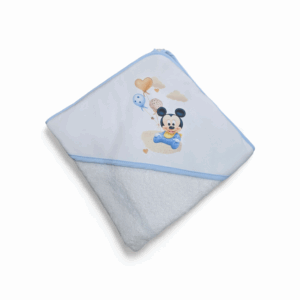 Capa baño mickey blanca y azul 75x75 cm algodón