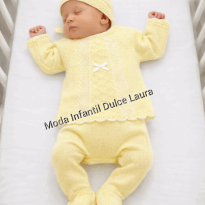 Conjunto hilo 3 piezas amarillo desde 00 hasta 6 meses c1005