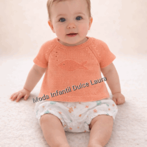 Conjunto hilo ranita tela modelo sirena color melocotón desde 0 meses hasta 12 meses 26331