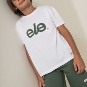 Conjunto camiseta blanca ele.o verde y pantalón corto desde 2 años hasta 14 años 241071001