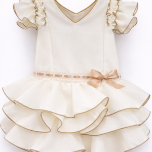 Vestido de flamenca liso beige y camel desde 2 hasta 6 años