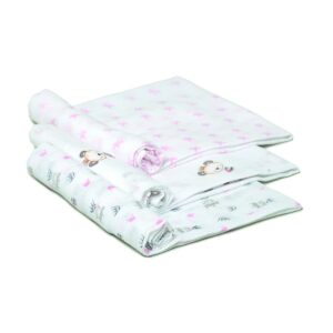 Pack 3 gasas algodón 80x80 cm rosa y blanca