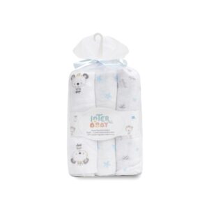 Pack 3 gasas algodón 80x80 cm azul y blanco