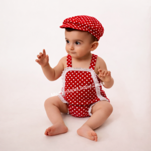 Pelele flamenco con gorra rojo y lunares blancos desde 3 m hasta 36 meses