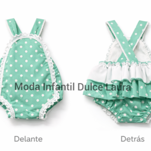 Ranita flamenca verde lunares blancos volantes desde 3 hasta 36 meses