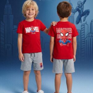 Conjunto Spiderman camiseta roja corta y pantalón desde 2 hasta 8 años
